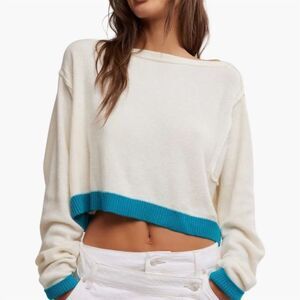 NWT Free People We The Free Into The Blue Blue Pullover Size Medium $108